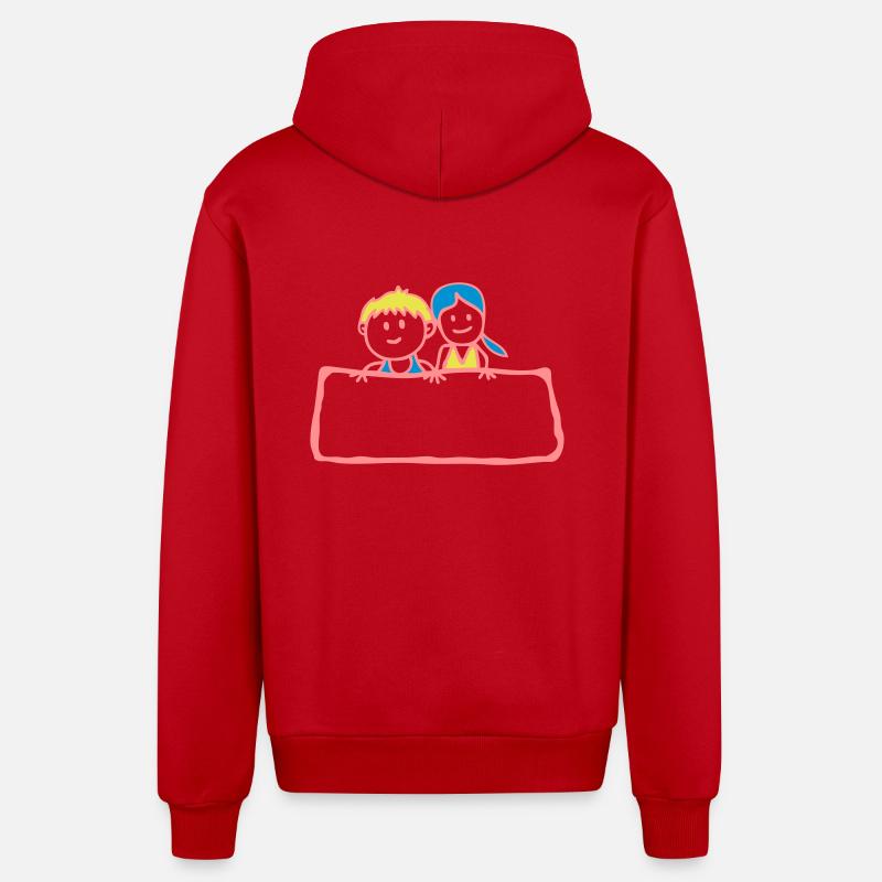 Zeichen-Panel Junge Mädchen Partei anniv - Organic Relaxed Kapuzenjacke Made in EU - Rot