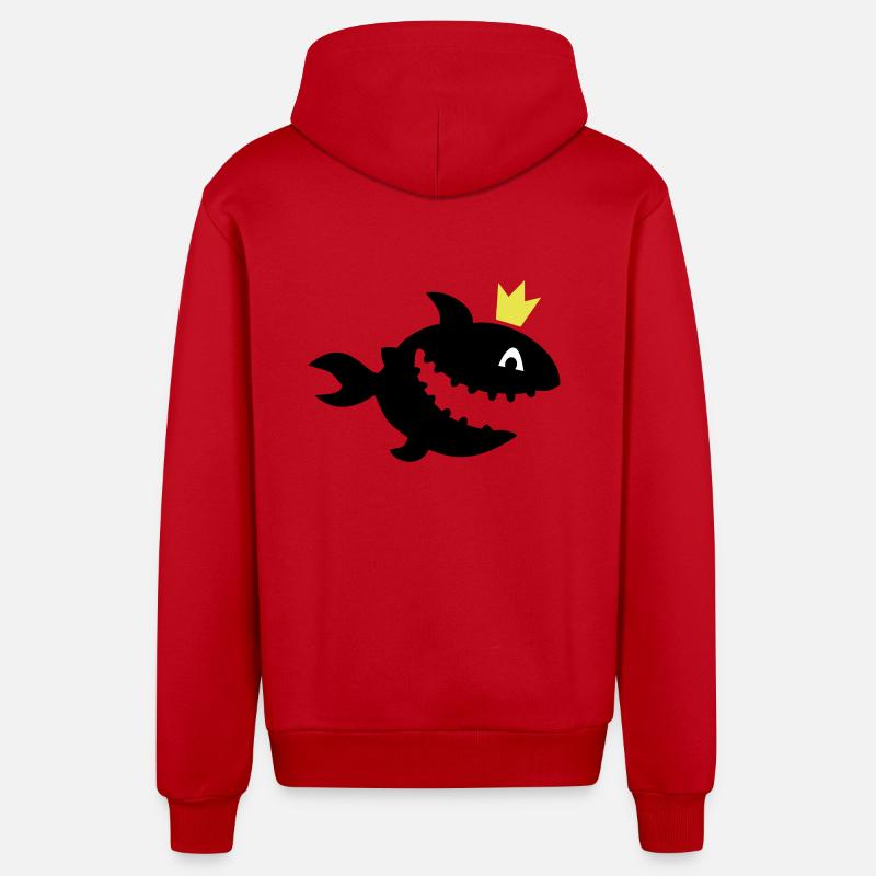 requin - Veste à capuche bio décontractée fabriquée en UE - rouge