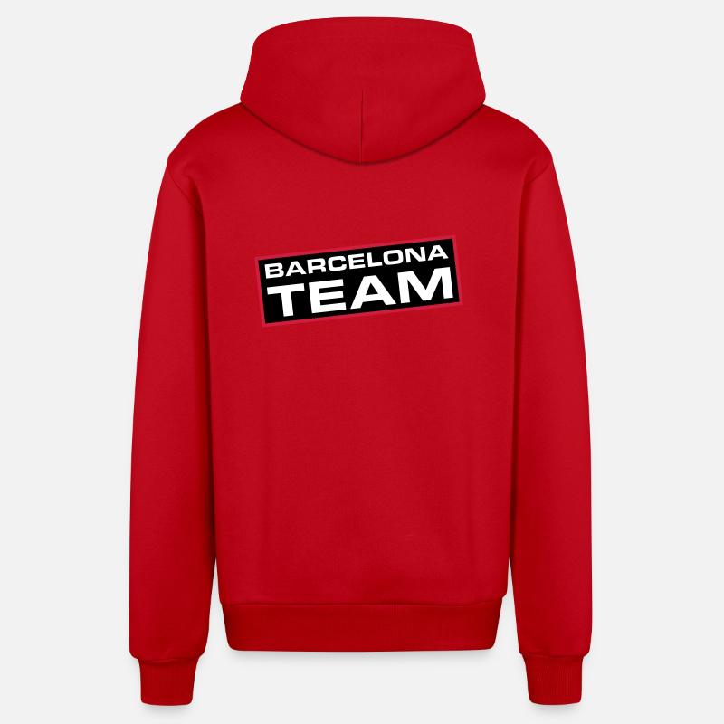 Barcelona Team - Organic Relaxed Hooded Jacket Made in EU - red