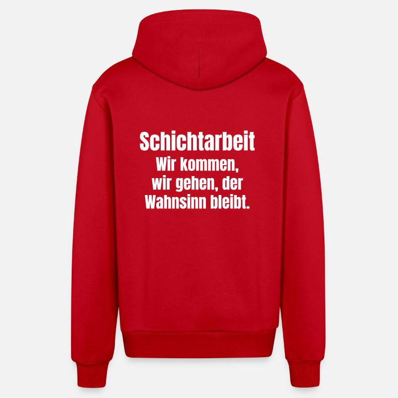 Schichtarbeit - Organic Relaxed Kapuzenjacke Made in EU - Rot
