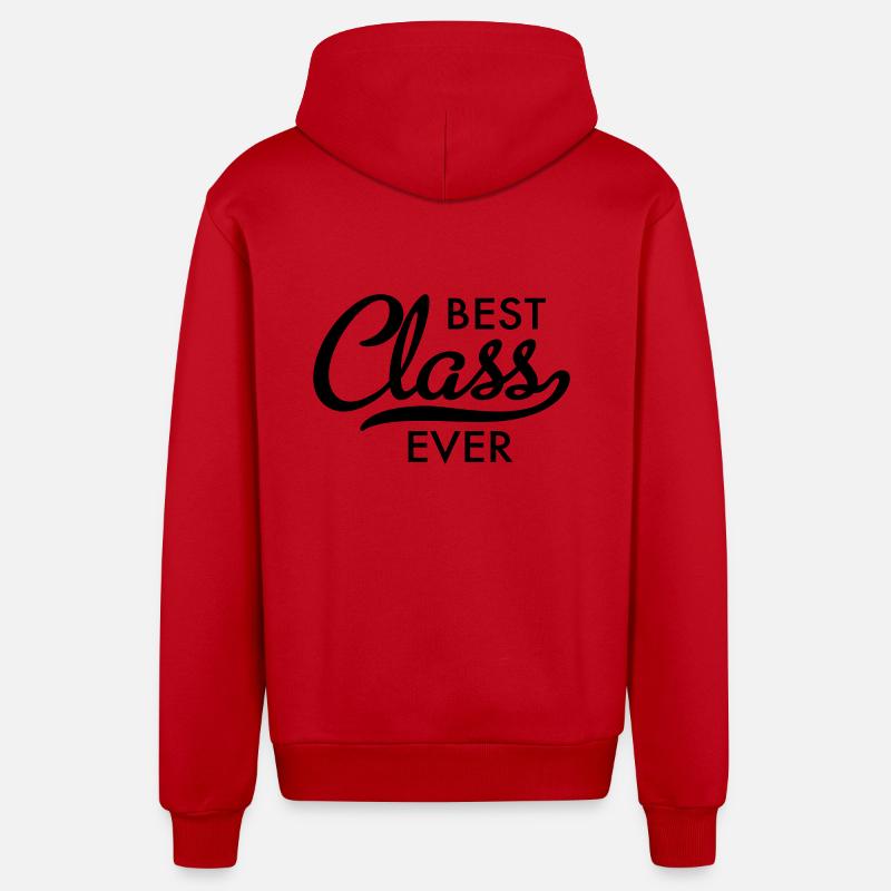 meilleure classe - Veste à capuche bio décontractée fabriquée en UE - rouge
