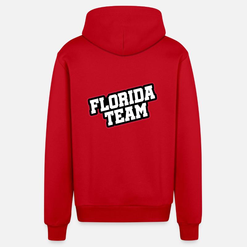 Équipe de Floride - Veste à capuche bio décontractée fabriquée en UE - rouge
