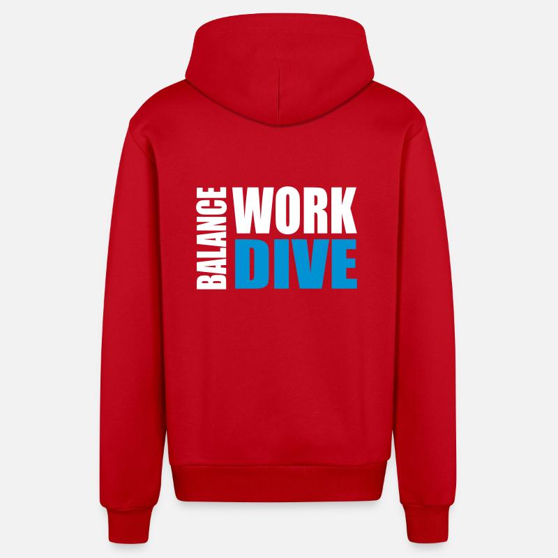 WORKDIVEBALANCE - Veste à capuche bio décontractée fabriquée en UE - rouge
