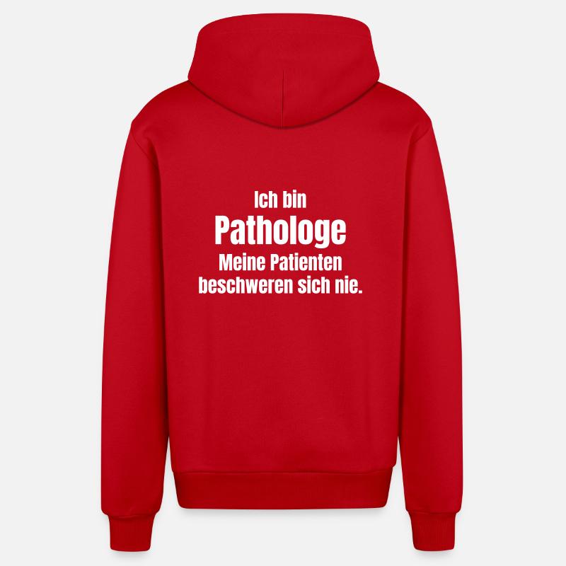 Pathologiste - Veste à capuche bio décontractée fabriquée en UE - rouge