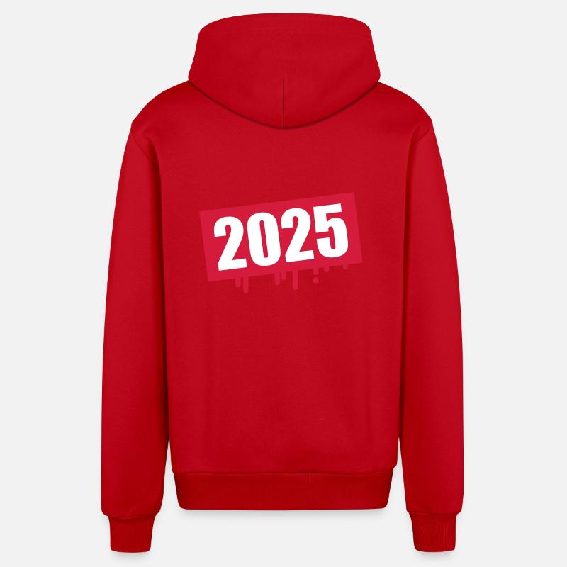 2025 Année Klecks - Veste à capuche bio décontractée fabriquée en UE - rouge