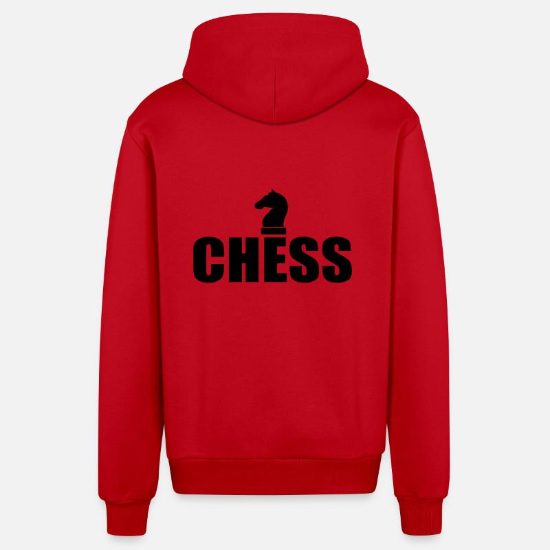 échecs - Veste à capuche bio décontractée fabriquée en UE - rouge