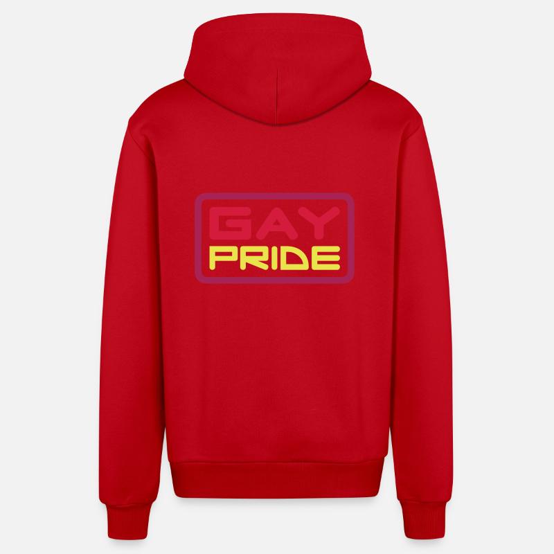 pride (two) - Veste à capuche bio décontractée fabriquée en UE - rouge