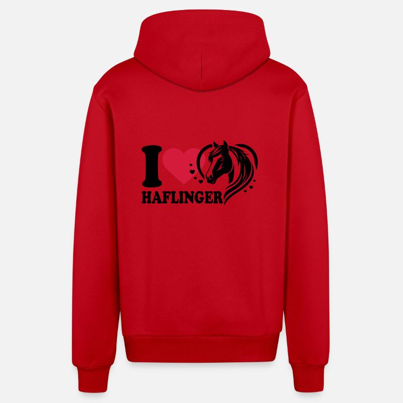 J’adore le cheval Haflinger - Veste à capuche bio décontractée fabriquée en UE - rouge