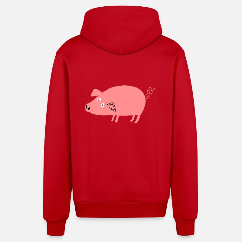 Cochon roz4 - Veste à capuche bio décontractée fabriquée en UE - rouge