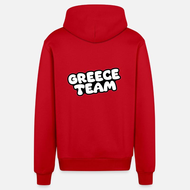 Équipe Grèce - Veste à capuche bio décontractée fabriquée en UE - rouge