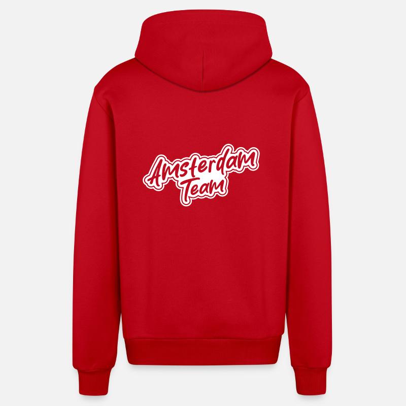 L’équipe d’Amsterdam - Veste à capuche bio décontractée fabriquée en UE - rouge