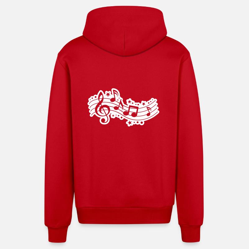 Notes de musique Clef Musique - Veste à capuche bio décontractée fabriquée en UE - rouge