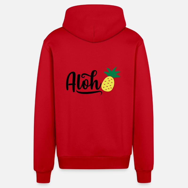 Aloha Ananas - Veste à capuche bio décontractée fabriquée en UE - rouge
