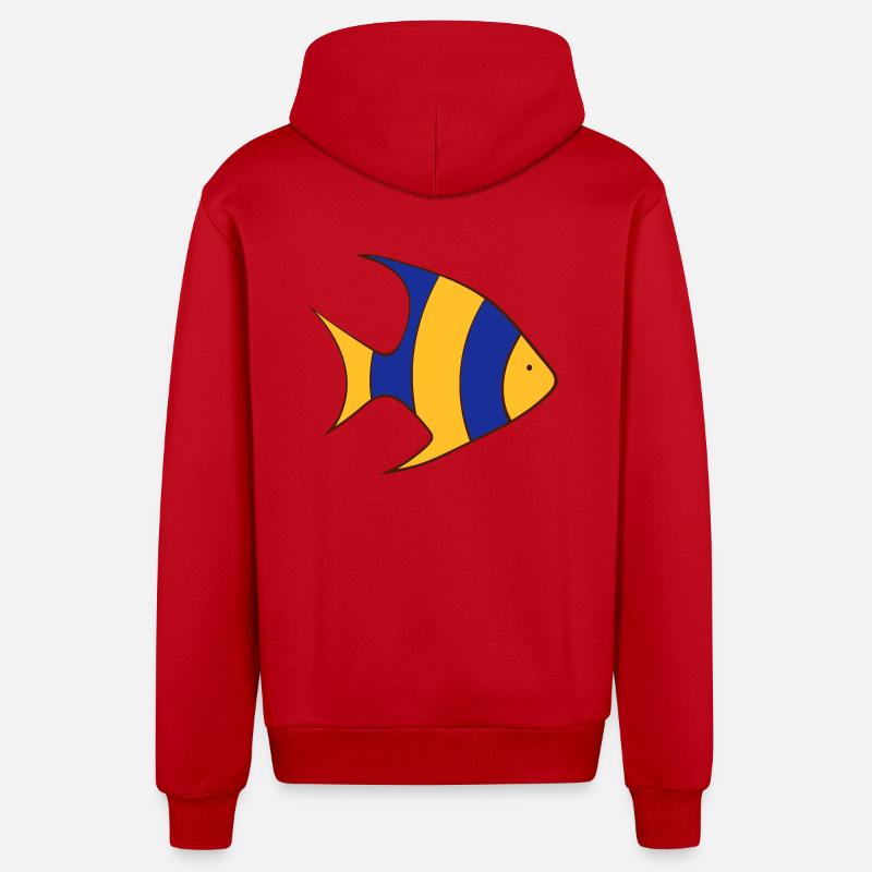 poisson - Veste à capuche bio décontractée fabriquée en UE - rouge