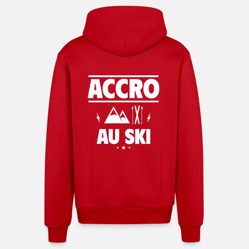 accro au ski - Veste à capuche bio décontractée fabriquée en UE - rouge