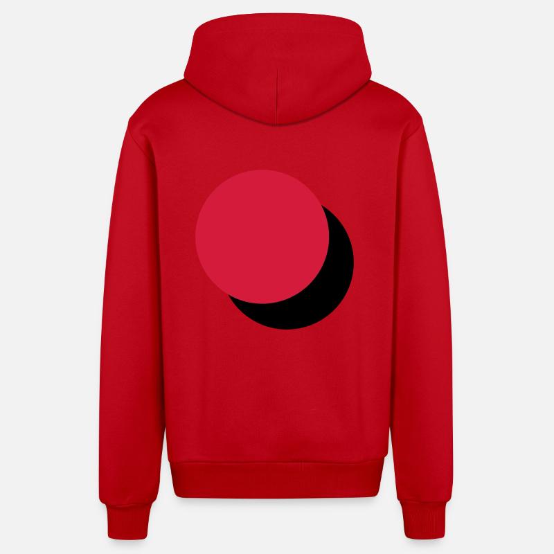 Deux cercles touchants - Veste à capuche bio décontractée fabriquée en UE - rouge