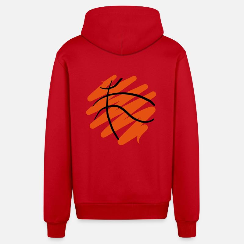 Basket-ball 62 - Veste à capuche bio décontractée fabriquée en UE - rouge