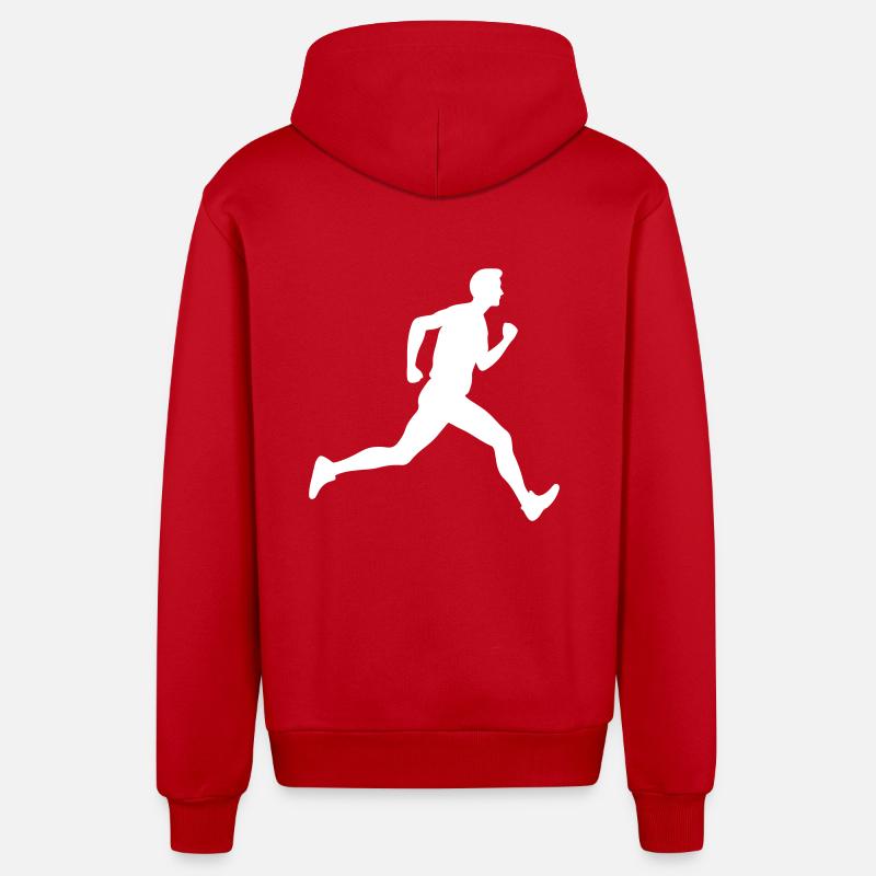 Running Marathon Silhouette Homme - Veste à capuche bio décontractée fabriquée en UE - rouge