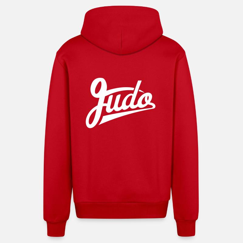 judo - Veste à capuche bio décontractée fabriquée en UE - rouge