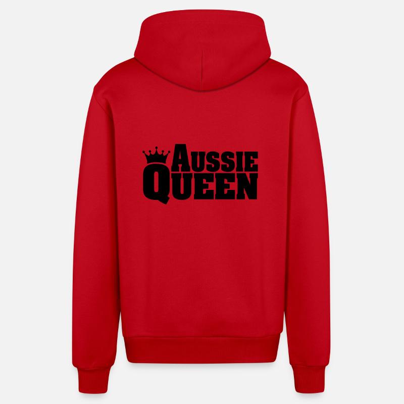 AUSSIE QUEEN Australian Shepherd - Organic Relaxed Kapuzenjacke Made in EU - Rot
