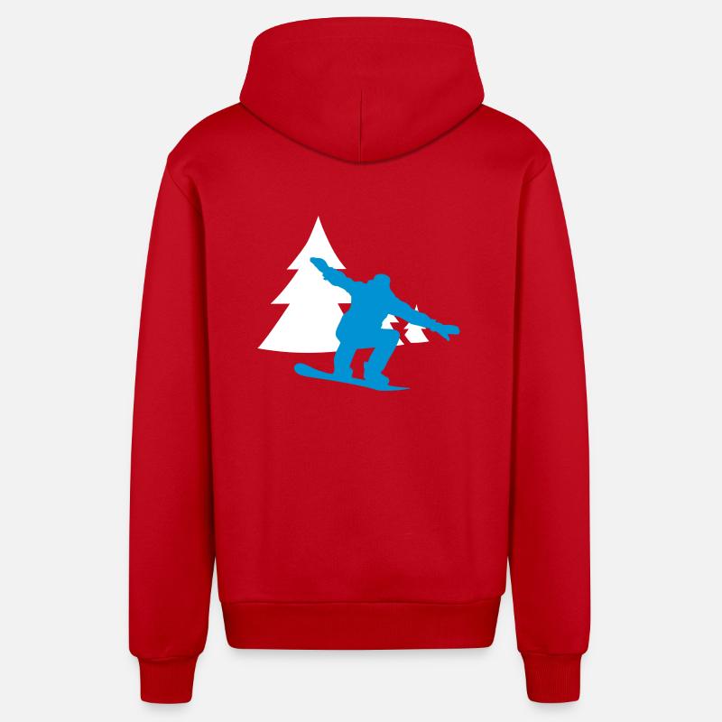 snowboarder trees - Veste à capuche bio décontractée fabriquée en UE - rouge