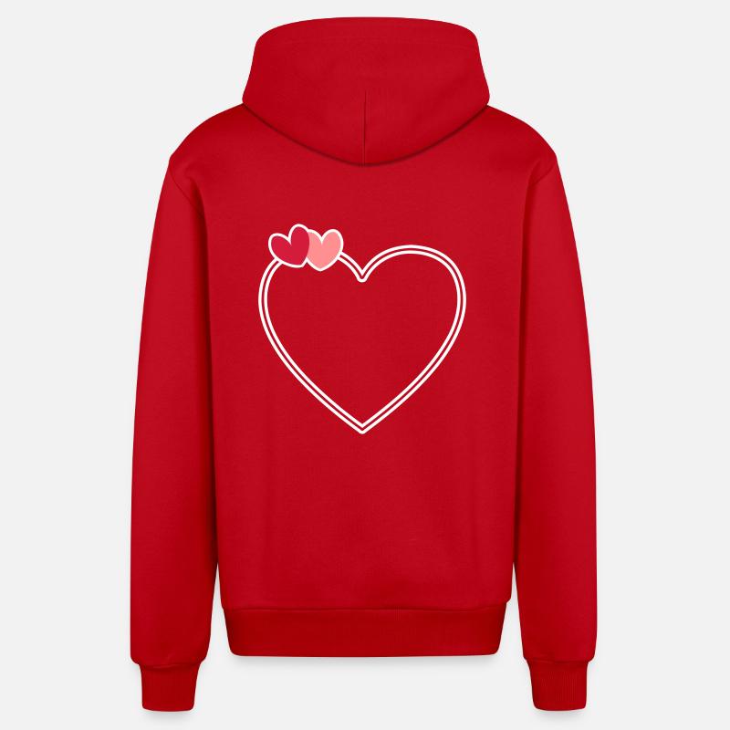 Coeur de 2 coeurs - Veste à capuche bio décontractée fabriquée en UE - rouge