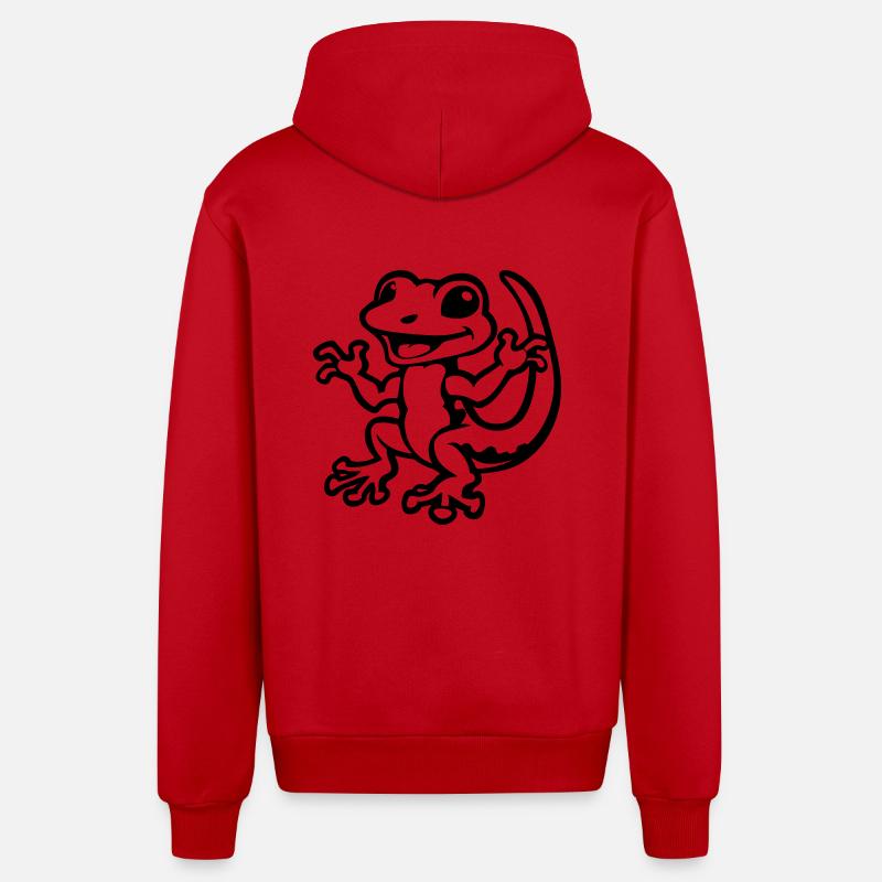 Gecko Animal - Veste à capuche bio décontractée fabriquée en UE - rouge