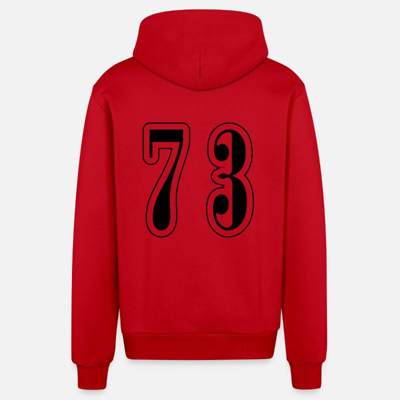 73 Symbole numérique - Veste à capuche bio décontractée fabriquée en UE - rouge