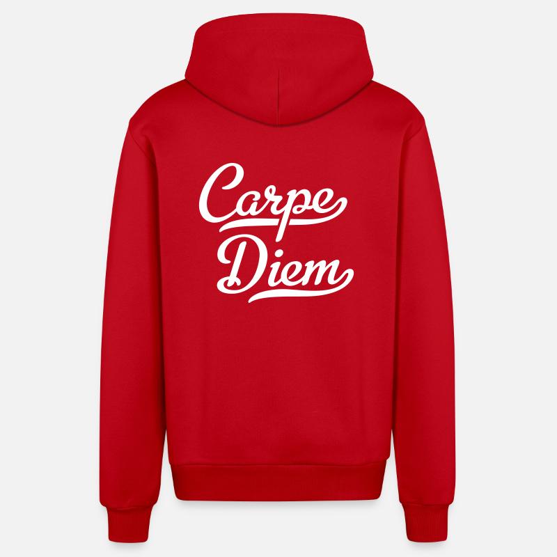Carpe Diem - Veste à capuche bio décontractée fabriquée en UE - rouge