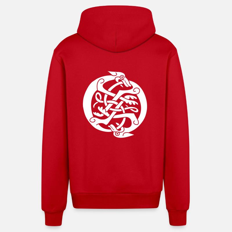 Animaux de design celtique - Veste à capuche bio décontractée fabriquée en UE - rouge