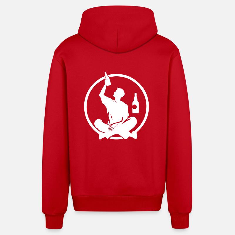 Silhouette Homme Avec Bière - Veste à capuche bio décontractée fabriquée en UE - rouge