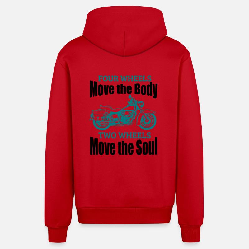 TWO WHEELS MOVE THE SOUL! - Organic Relaxed Kapuzenjacke Made in EU - Rot