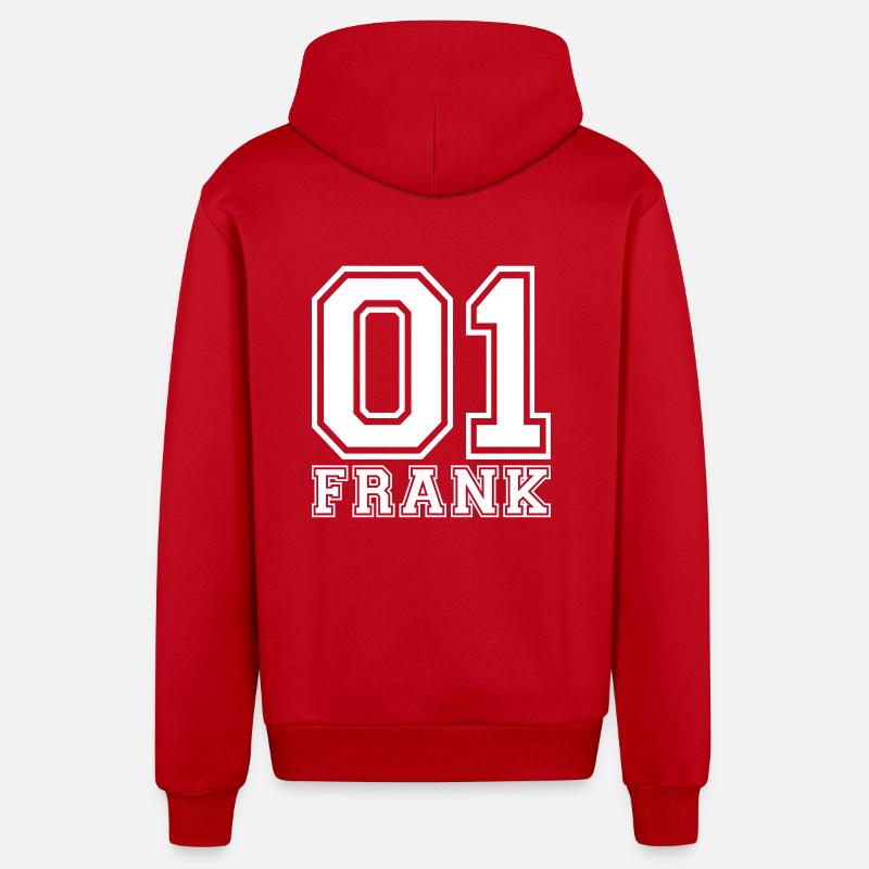 Frank - Nom - Veste à capuche bio décontractée fabriquée en UE - rouge