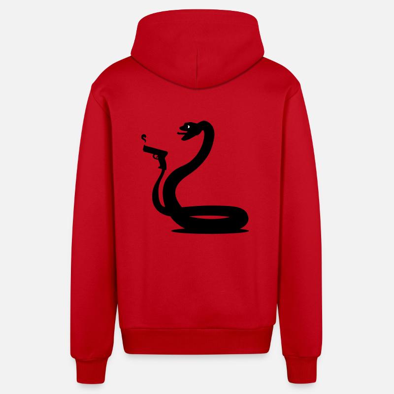 Serpent noir - Veste à capuche bio décontractée fabriquée en UE - rouge