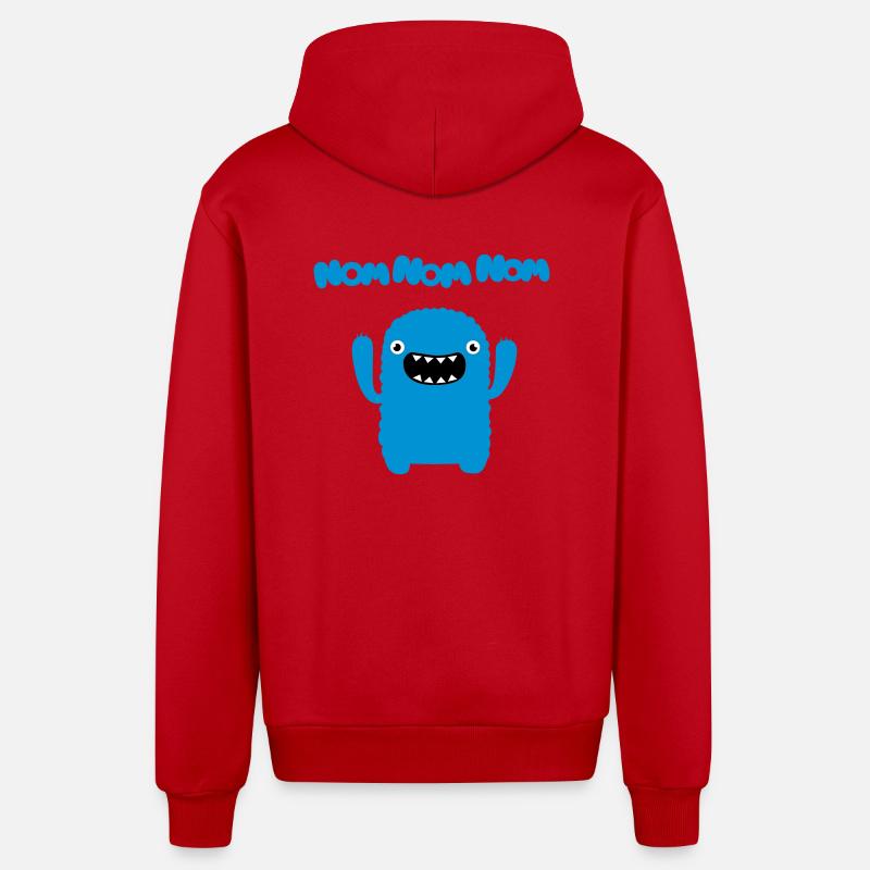 Om nom nom nom - Veste à capuche bio décontractée fabriquée en UE - rouge