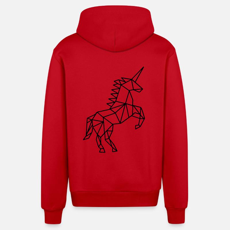 licorne - Veste à capuche bio décontractée fabriquée en UE - rouge