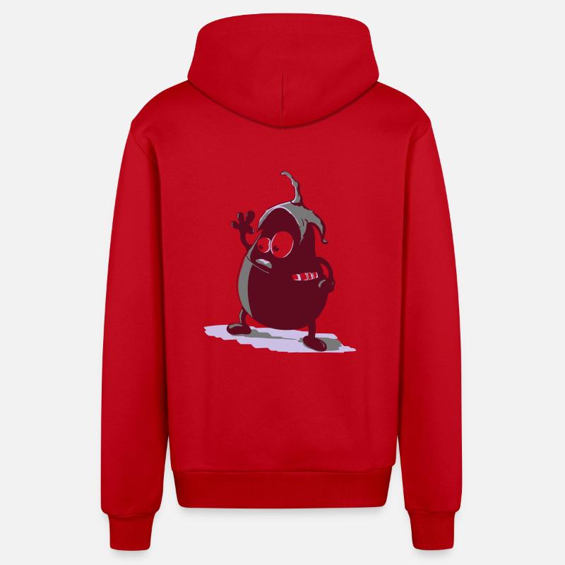 monstre - Veste à capuche bio décontractée fabriquée en UE - rouge