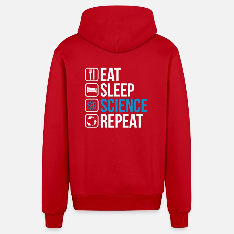 Eat Sleep Science Repeat - Organic Relaxed Kapuzenjacke Made in EU - Rot