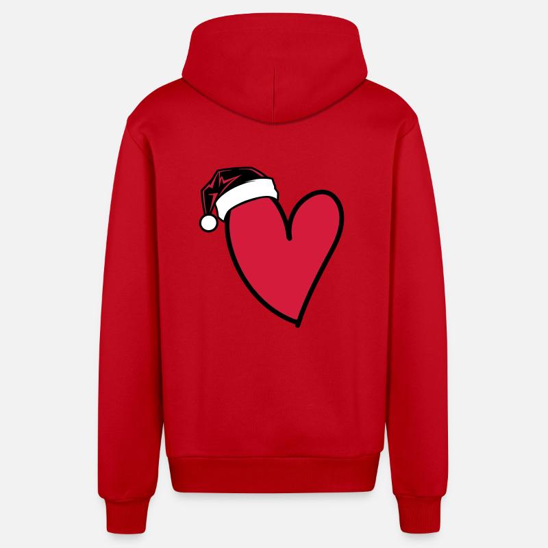 Coeur Noël - Veste à capuche bio décontractée fabriquée en UE - rouge