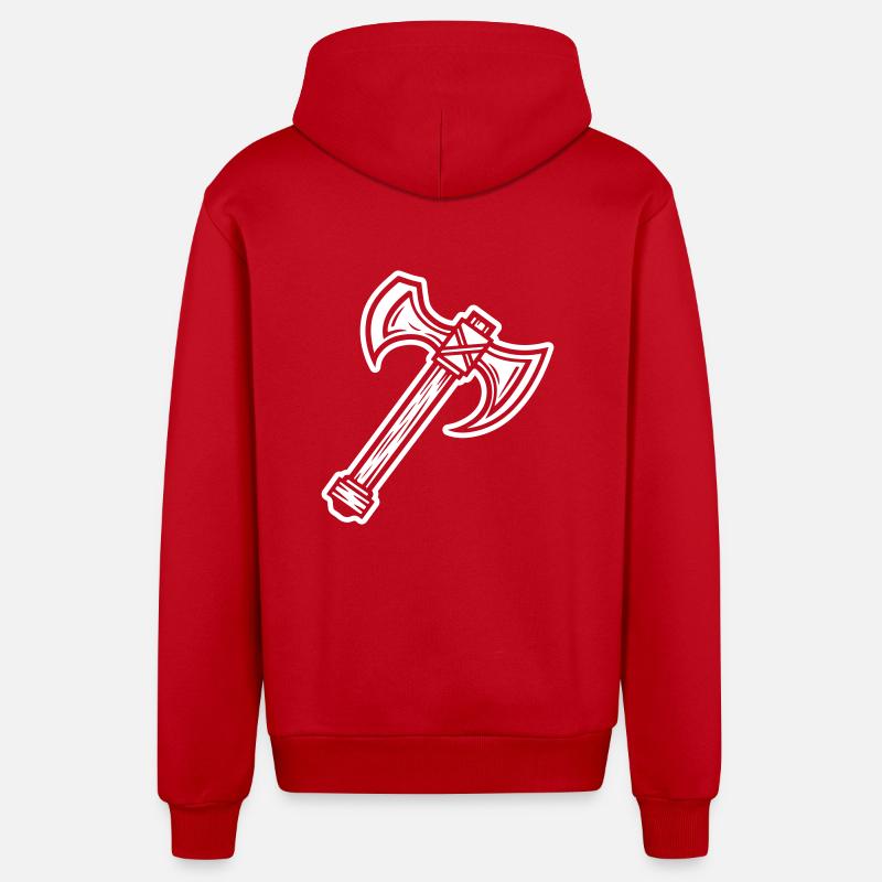 Axt Element - Organic Relaxed Kapuzenjacke Made in EU - Rot