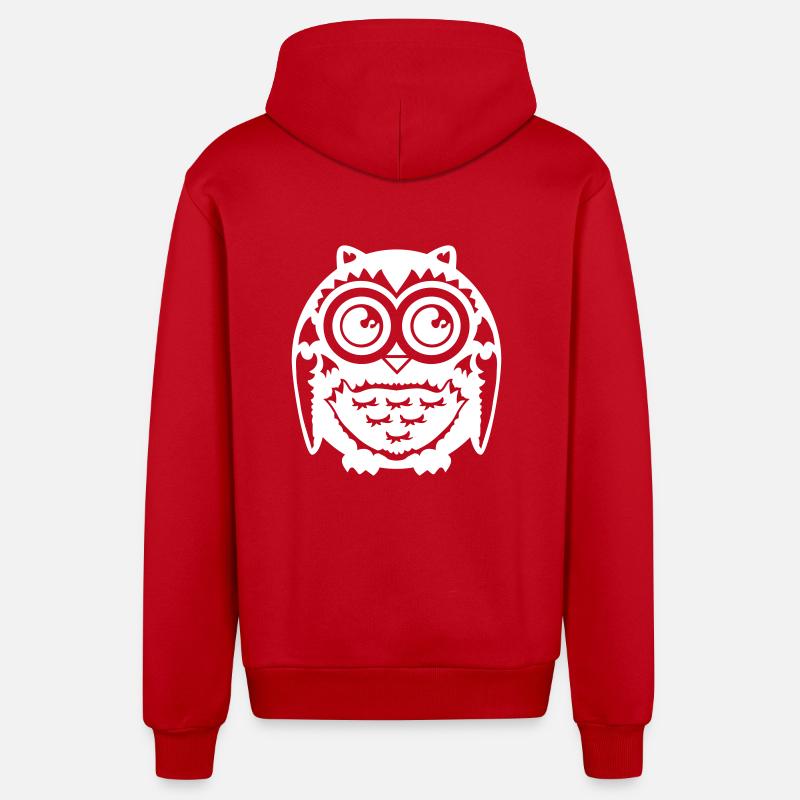 Hibou - Veste à capuche bio décontractée fabriquée en UE - rouge