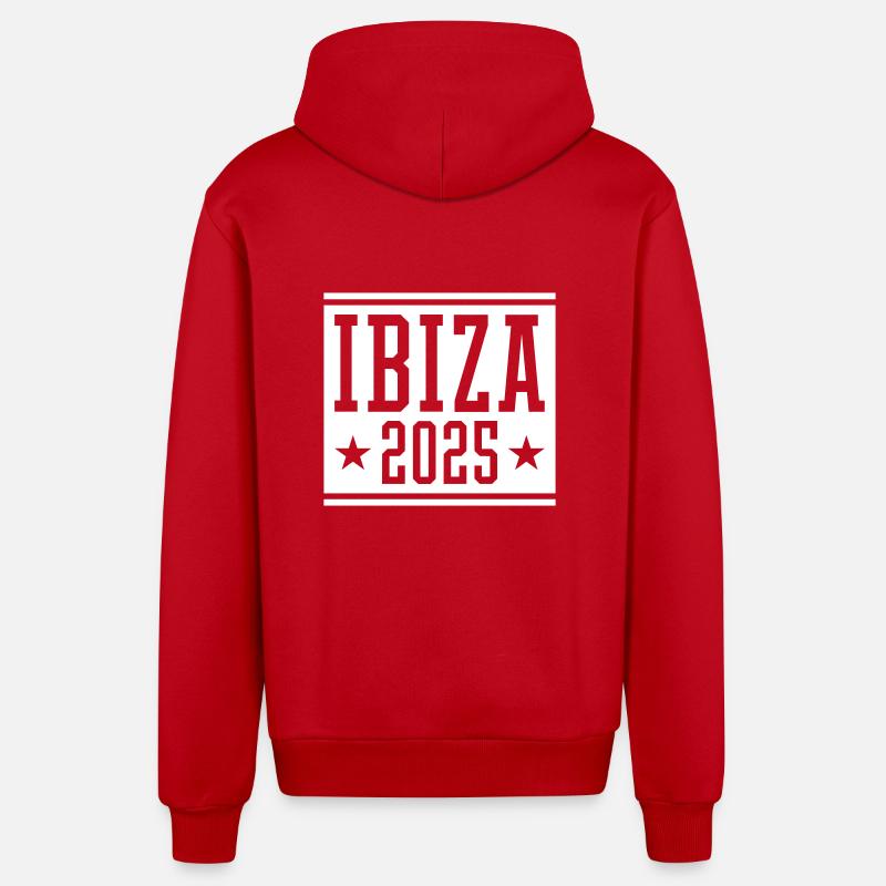 Ibiza 2025 - Veste à capuche bio décontractée fabriquée en UE - rouge
