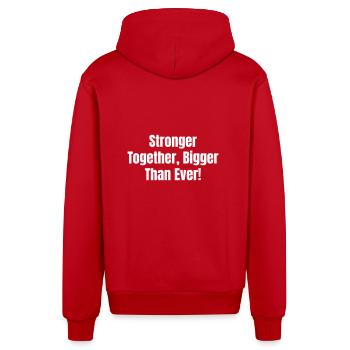 Plus forts ensemble, plus grands que jamais - Veste à capuche bio décontractée fabriquée en UE - rouge - Dos
