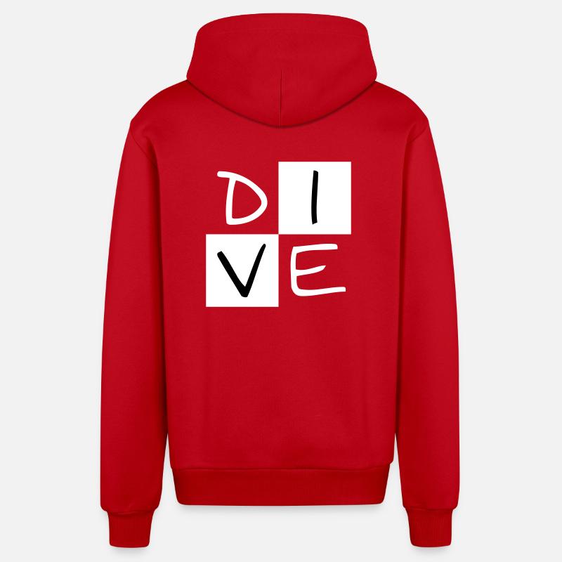 DIVE in the square - Organic Relaxed Hooded Jacket Made in EU - red