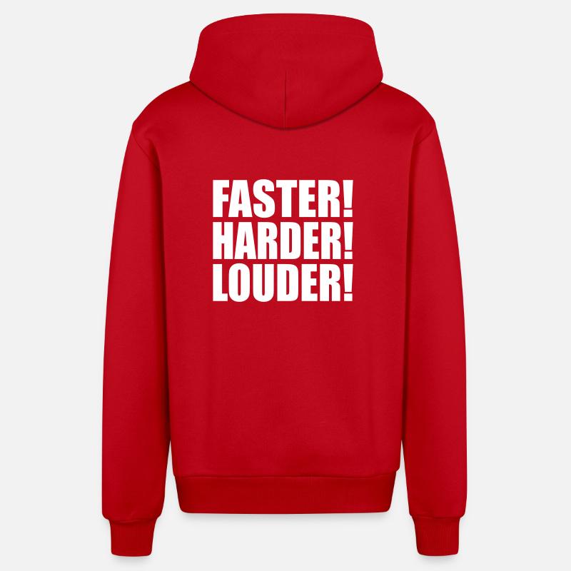 Faster Harder Louder DE - Organic Relaxed Kapuzenjacke Made in EU - Rot