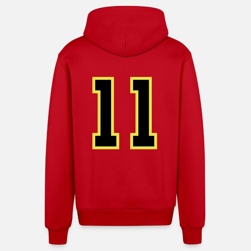 Maillot à 11 numéros - Veste à capuche bio décontractée fabriquée en UE - rouge