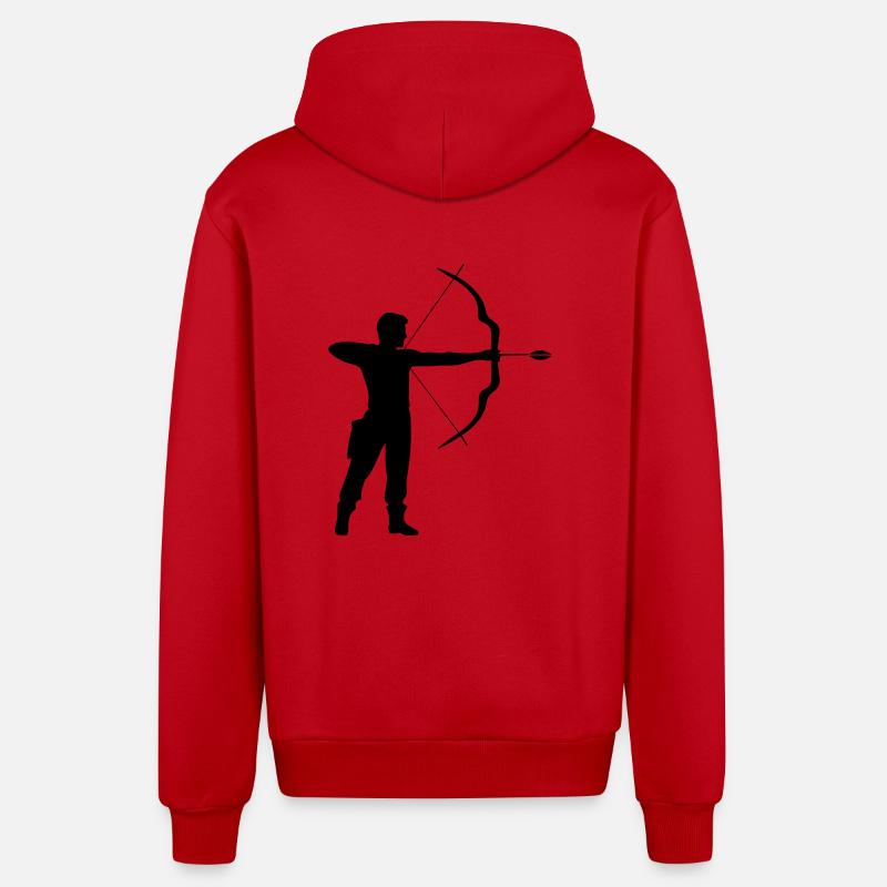 Archery Man Icon - Organic Relaxed Hooded Jacket Made in EU - red