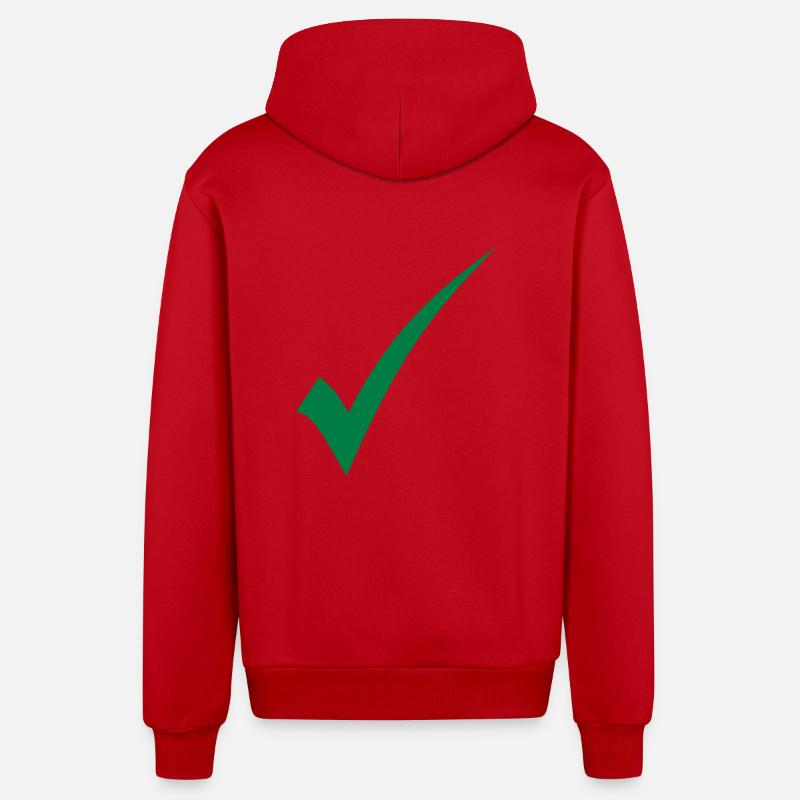 Vérification du crochet vert - Veste à capuche bio décontractée fabriquée en UE - rouge