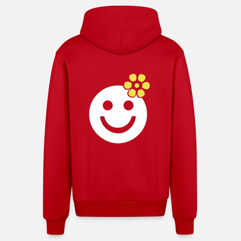 été printemps fleur gaie tournesol - Veste à capuche bio décontractée fabriquée en UE - rouge