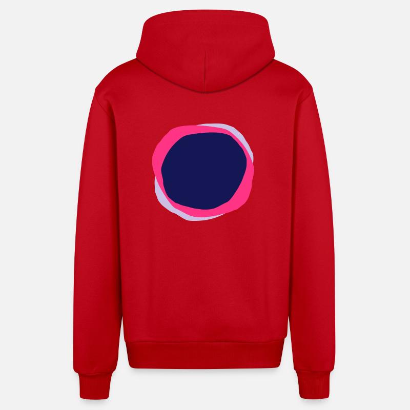 Psychedelic Circles - Organic Relaxed Hooded Jacket Made in EU - red